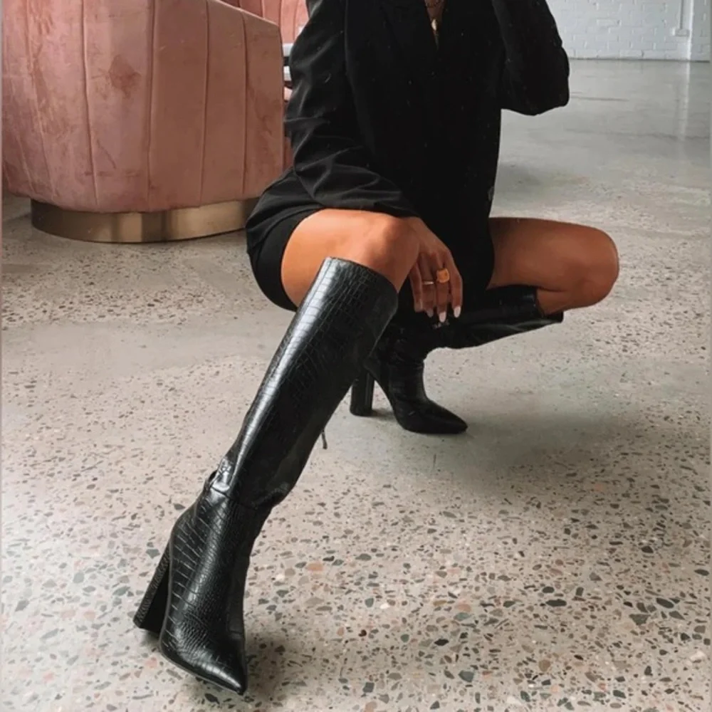 BELLINI MILLA BLACK CROC BOOT - Picture 1 of 15